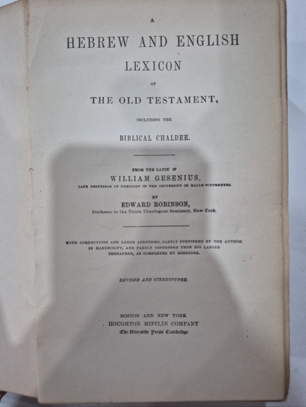 Hebrew And English Lexicon Of The Old Testament Copyright 1882 Gesenius Robinson